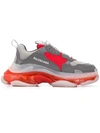 Balenciaga Mens Triple S Leather And Mesh Trainers In Grey