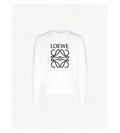 Loewe Anagram Logo-embroidered Cotton-jersey Sweatshirt In White