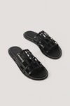 NA-KD LEATHER CAGE SLIPPERS - BLACK