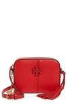 Tory Burch Mcgraw Mini Leather Crossbody Camera Bag In Brilliant Red