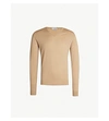 John Smedley Blenheim V-neck Wool Jumper In Camel