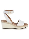 Andre Assous Petra Leather Wedge Sandals In White