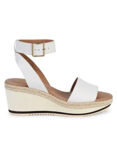 Andre Assous Petra Leather Wedge Sandals In White
