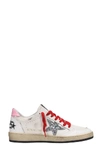 GOLDEN GOOSE BALL STAR SNEAKERS IN WHITE LEATHER,11349075