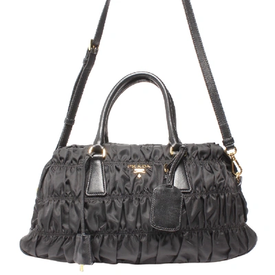 Pre-owned Prada Black Tessuto Gaufre Nylon Nero Shoulder Bag