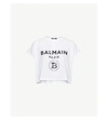 Balmain Logo-print Cropped Cotton-jersey T-shirt In White Black