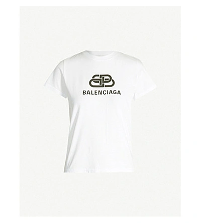 Balenciaga Logo-print Oversized Cotton-jersey T-shirt In Off White