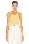 Re/done Ribbed Racerback Tank In Lemon