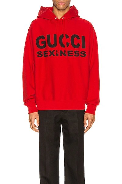 Gucci Men's Sexiness Pullover Hoodie Sweatshirt In Red