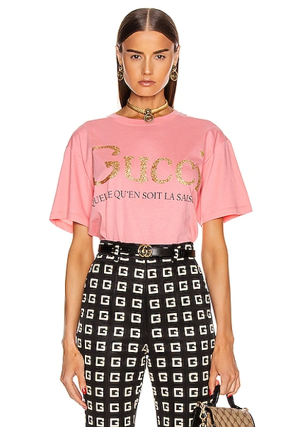 Gucci Short Sleeve T Shirt In Rose Bud & Mult