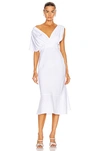 Miu Miu Sleeveless Wrap Linen Dress In Bianco