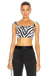 Dolce & Gabbana Cropped Zebra-print Cotton-blend Top In Zebra