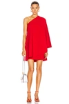 Valentino One-sleeve Cape-effect Wool-blend Crepe Mini Dress In Red