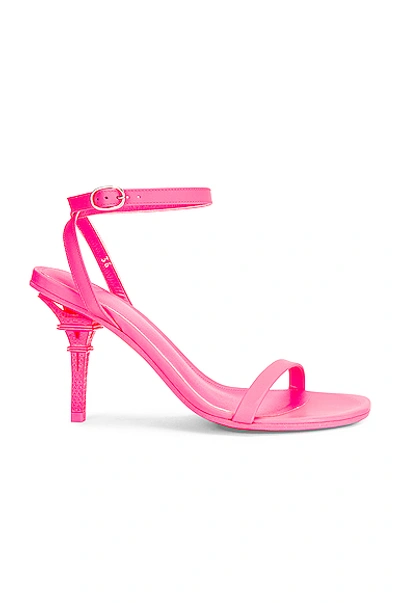 Vetements 100mm Eiffel Tower Patent Leather Sandal In Fluo Pink