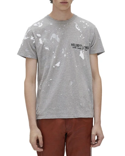 Helmut Lang Paint-print Logo-embroidered Cotton T-shirt In Grey