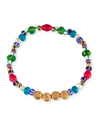 Akola Women's Rainbow Mixed-gemstone Mama Beaded Stretch Bracelet In Multi