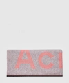 Acne Studios Toronty Logo Wool-blend Scarf In Grey/pink