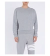 Thom Browne Cotton Jersey Sweatshirt W/ Knit Stripe In Navy