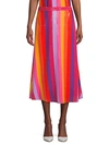 OLIVIA RUBIN Penelope Rainbow Stripe Sequin Midi Skirt,0400012489530