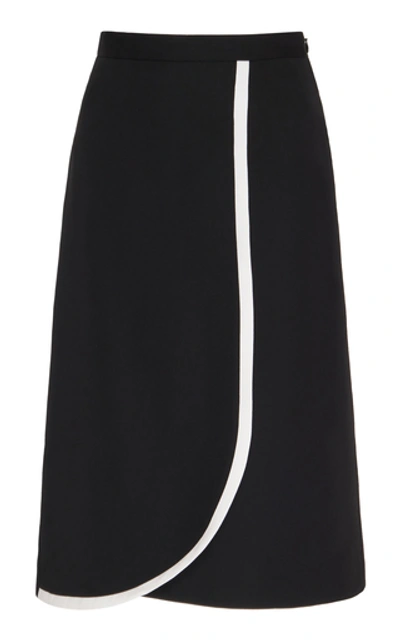 Alessandra Rich Wrap-effect Two-tone Wool Skirt In Black
