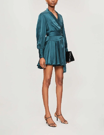 Zimmermann Womens Moss Wrap-over Silk Mini Dress S