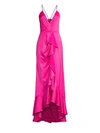Jay Godfrey Elsie Draped Ruffled Satin-crepe Gown In Bright Fuchsia