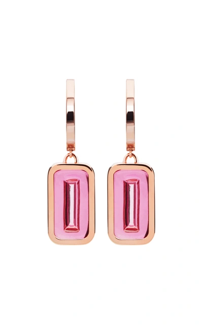 Alina Abegg Pfefferminz Rubellite 14k Rose Gold Hoop Earrings In Pink