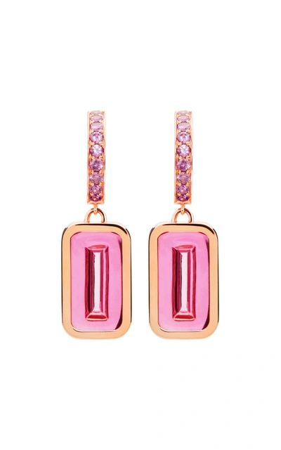 Alina Abegg Pfefferminz Rubellite Sapphire 14k Rose Gold Hoop Earrings In Pink