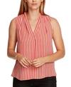 VINCE CAMUTO PLEATED-SHOULDER GEO-PRINT TOP