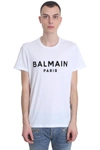 Balmain White Crewneck T-shirt With Contrasting Logo Lettering Print In Cotton In White