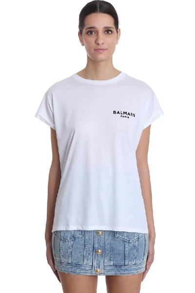 Balmain T-shirt In White With Cuffs On The Sleeves