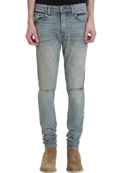 Amiri 27cm Flared Stack Cotton Denim Jeans In Dust Indigo