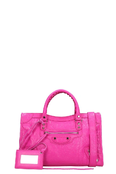 Balenciaga Class City S Hand Bag In Fuxia Leather In Pink & Purple