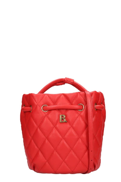 Balenciaga B绗缝皮革水桶包 In Red