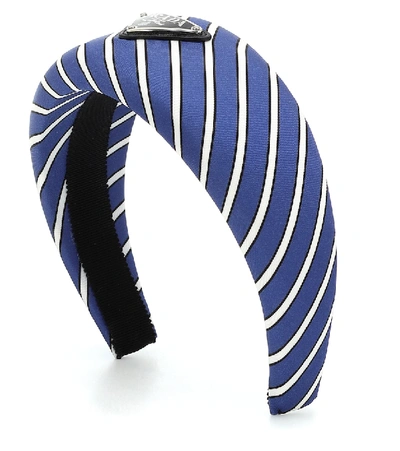 Prada Striped Silk-satin Headband In Blue