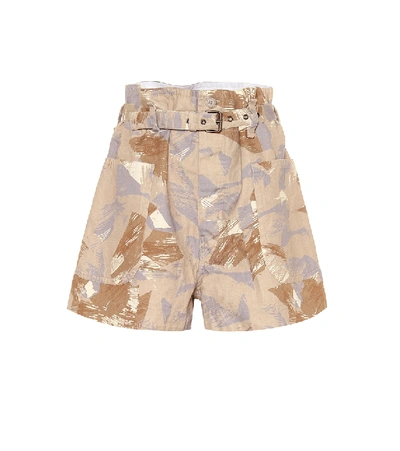 Isabel Marant Iliany Camouflage Cotton-blend Shorts In Beige
