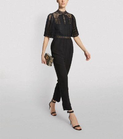 Self-portrait Crepe Lace-detail Jumpsuit