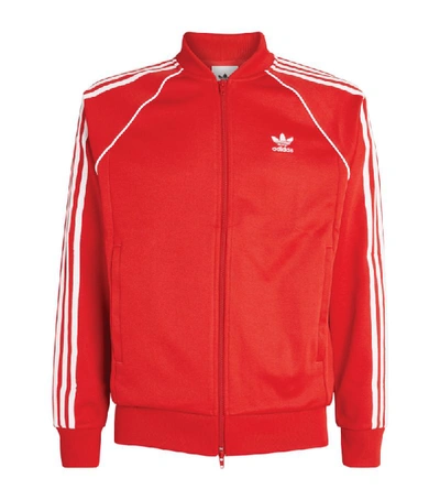 Adidas Originals Red Sst Track Jacket Sweater In Scarlet/white