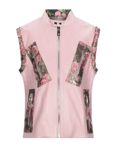Dolce & Gabbana Pink Zippered Lamb Sleeveless Vest Leather Jacket