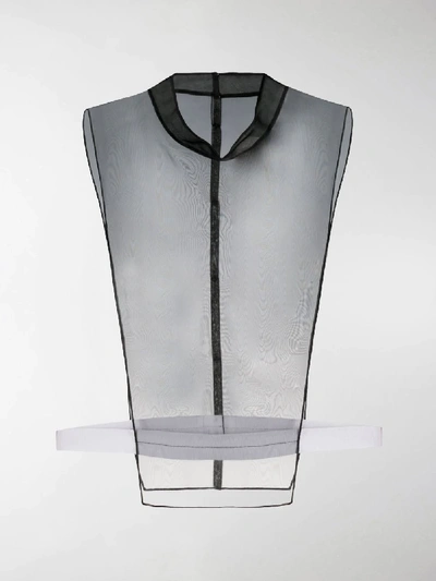 Maison Margiela Sheer Organza Waist Tie Sleeveless Bib Top In Black