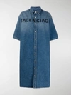 BALENCIAGA LOGO PRINT DENIM SHIRT DRESS,600150THW25406514535146