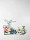 DOLCE & GABBANA 花卉印花坡跟凉鞋,15270871