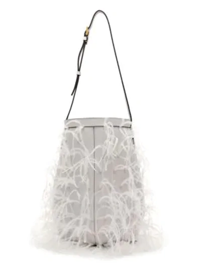 Valentino Garavani Garavani By Your Side Feather-trimmed Leather