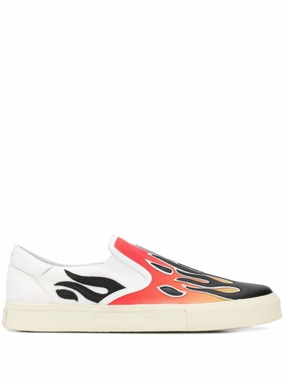 Amiri Flame Cotton Canvas Slip-on Sneakers In Orange