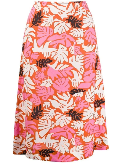 Marni Printed Viscose Crepe Midi Skirt In Pink