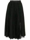 Sacai Asymmetric Pleated Skirt In Black