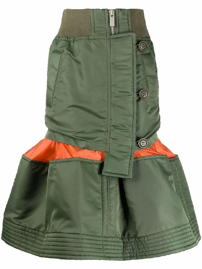 Sacai Women's Green Synthetic Fibers Skirt