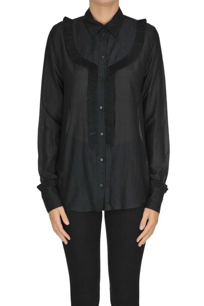 Rochas Cotton And Silk Shirt In Black