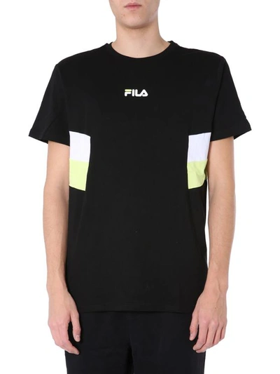 Fila Contrasting Logo Print T-shirt In Black