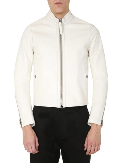 Tom Ford Leather Racer Jacket In White